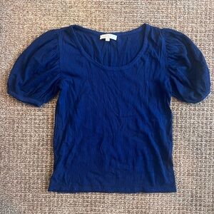 LOFT Deep Blue Puff Sleeve Blouse